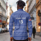 Custom Liberia Football Long Sleeve Button Shirt African Tribal Pattern - Blue Jersey - African Pride