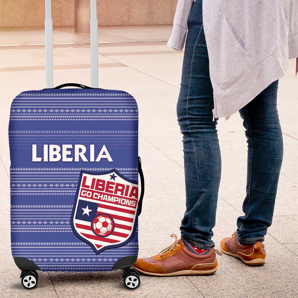 Liberia Football Luggage Cover African Tribal Pattern - Blue Jersey - African Pride