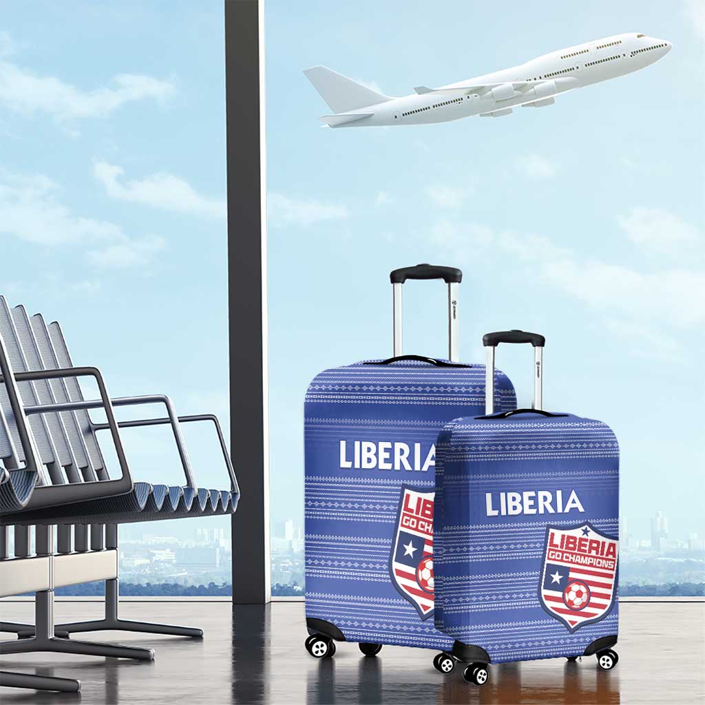 Liberia Football Luggage Cover African Tribal Pattern - Blue Jersey - African Pride