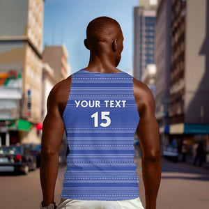 Custom Liberia Football Men Tank Top African Tribal Pattern - Blue Jersey - African Pride