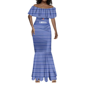 Custom Liberia Football Mermaid Dress African Tribal Pattern - Blue Jersey - African Pride