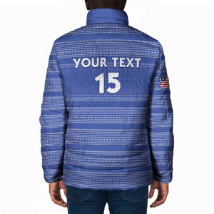 Custom Liberia Football Padded Jacket Women Blue Jersey