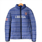 Custom Liberia Football Padded Jacket Women Blue Jersey