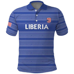 Custom Liberia Football Polo Shirt African Tribal Pattern - Blue Jersey - African Pride