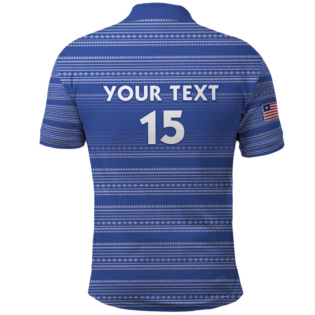 Custom Liberia Football Polo Shirt African Tribal Pattern - Blue Jersey - African Pride