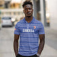 Custom Liberia Football Polo Shirt African Tribal Pattern - Blue Jersey - African Pride