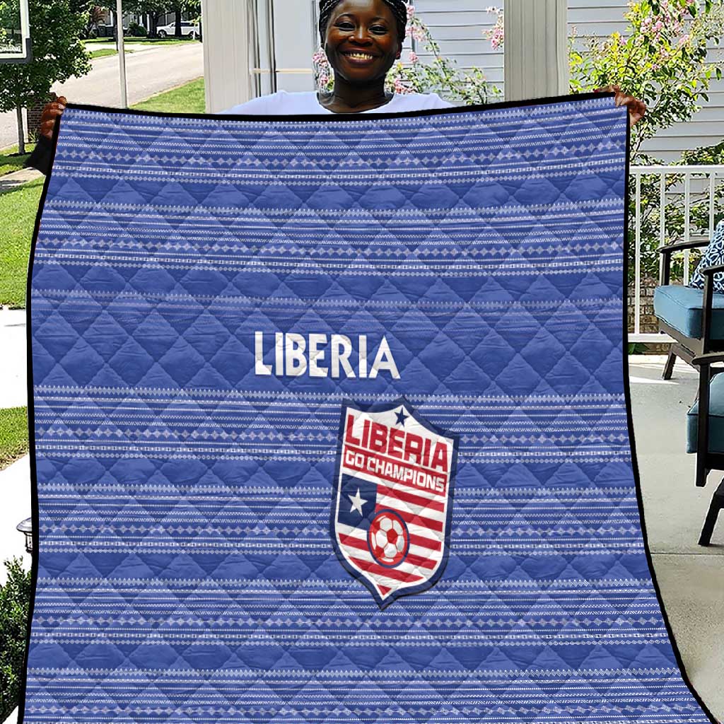 Liberia Football Quilt African Tribal Pattern - Blue Jersey - African Pride