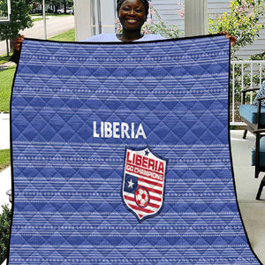 Liberia Football Quilt African Tribal Pattern - Blue Jersey - African Pride