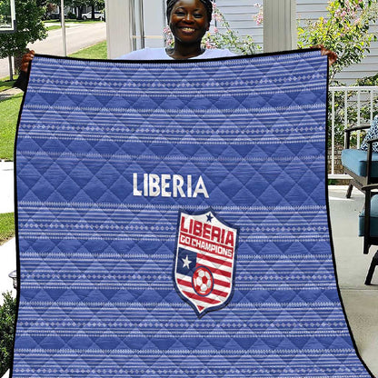Liberia Football Quilt African Tribal Pattern - Blue Jersey - African Pride