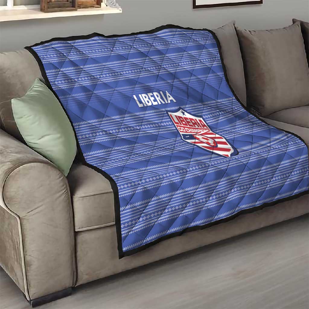 Liberia Football Quilt African Tribal Pattern - Blue Jersey - African Pride