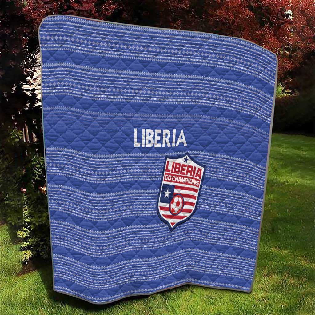 Liberia Football Quilt African Tribal Pattern - Blue Jersey - African Pride