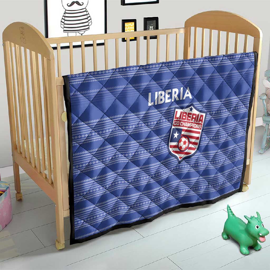 Liberia Football Quilt African Tribal Pattern - Blue Jersey - African Pride