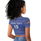 Custom Liberia Football Raglan Cropped T shirt African Tribal Pattern - Blue Jersey - African Pride