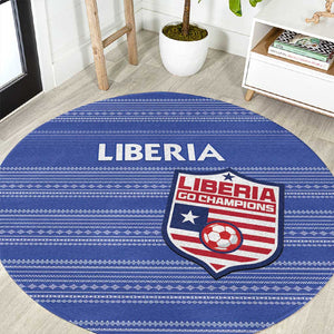 Liberia Football Round Carpet African Tribal Pattern - Blue Jersey - African Pride