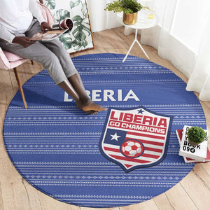 Liberia Football Round Carpet African Tribal Pattern - Blue Jersey - African Pride