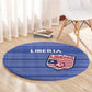 Liberia Football Round Carpet African Tribal Pattern - Blue Jersey - African Pride
