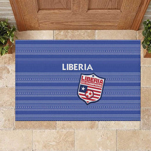 Liberia Football Rubber Doormat African Tribal Pattern - Blue Jersey - African Pride
