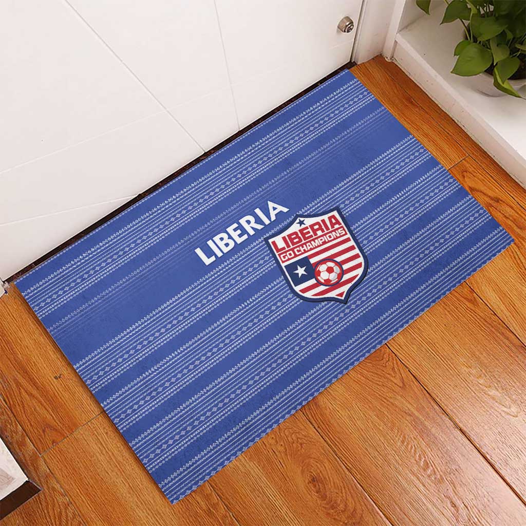 Liberia Football Rubber Doormat African Tribal Pattern - Blue Jersey - African Pride