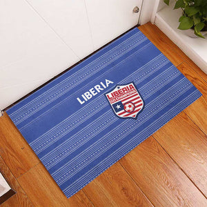 Liberia Football Rubber Doormat African Tribal Pattern - Blue Jersey - African Pride