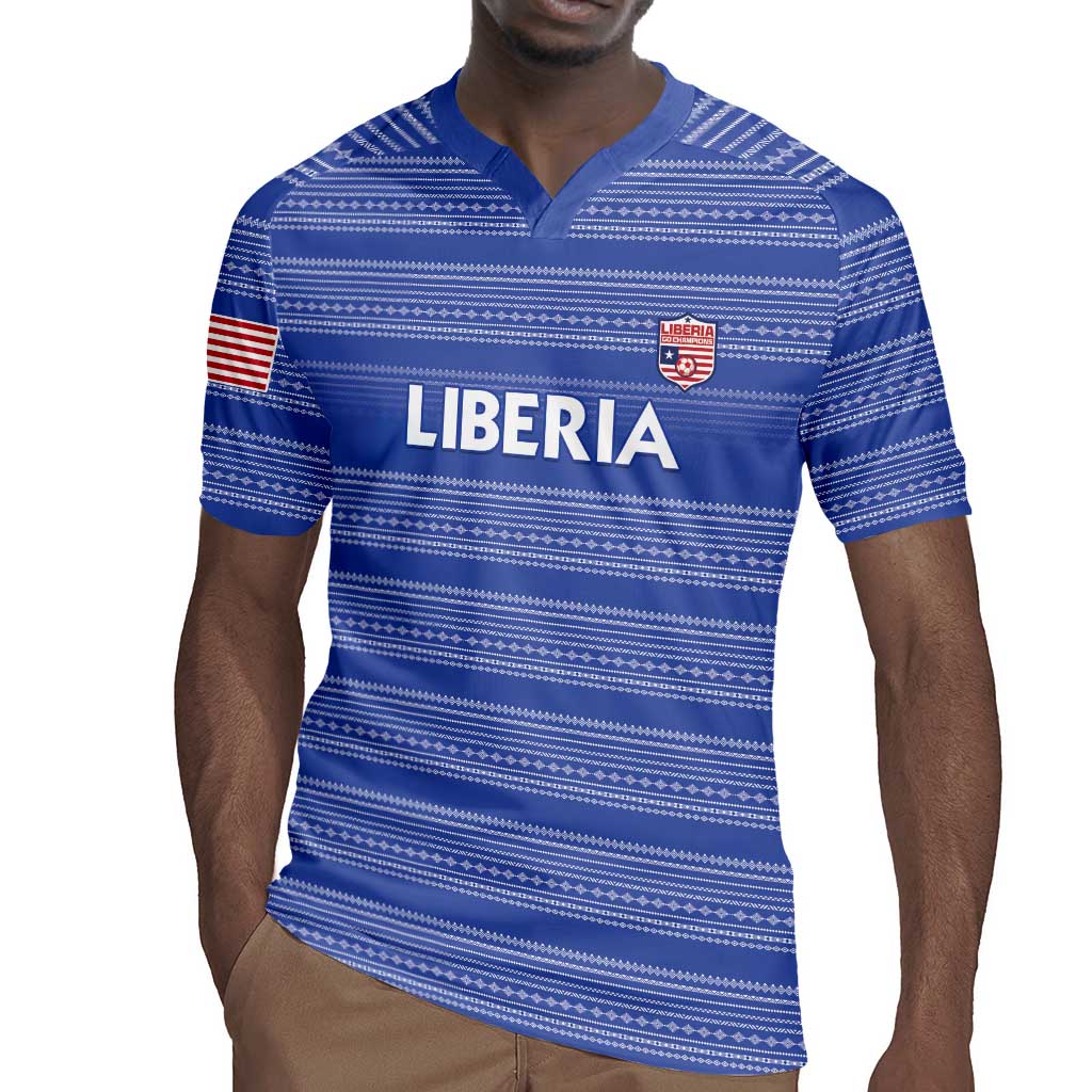 Custom Liberia Football Rugby Jersey African Tribal Pattern - Blue Jersey - African Pride