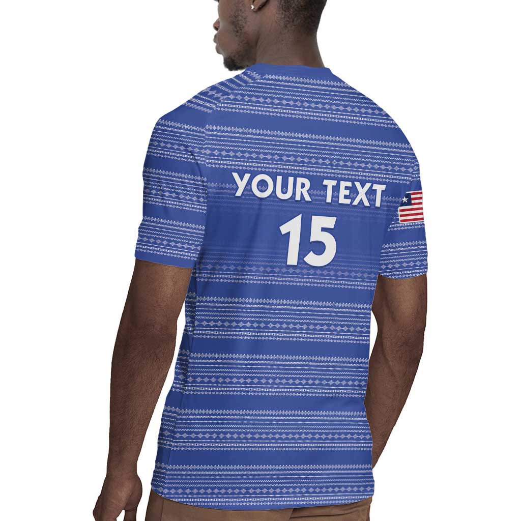 Custom Liberia Football Rugby Jersey African Tribal Pattern - Blue Jersey - African Pride