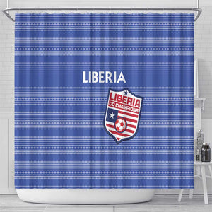 Liberia Football Shower Curtain African Tribal Pattern - Blue Jersey - African Pride