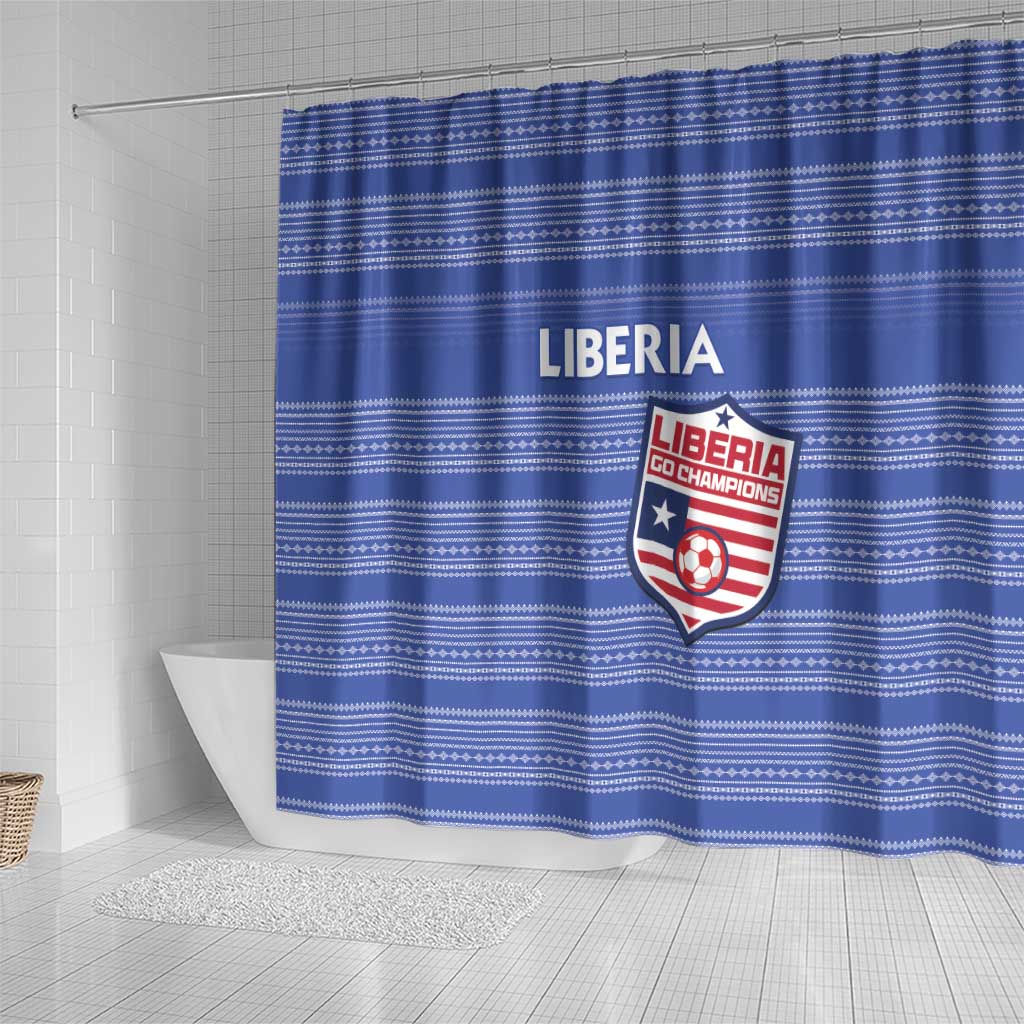 Liberia Football Shower Curtain African Tribal Pattern - Blue Jersey - African Pride