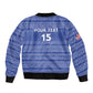 Custom Liberia Football Sleeve Zip Bomber Jacket African Tribal Pattern - Blue Jersey - African Pride