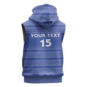 Custom Liberia Football Sleeveless Zip Hoodie African Tribal Pattern - Blue Jersey - African Pride