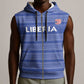 Custom Liberia Football Sleeveless Zip Hoodie African Tribal Pattern - Blue Jersey - African Pride