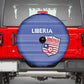 Liberia Football Spare Tire Cover African Tribal Pattern - Blue Jersey - African Pride