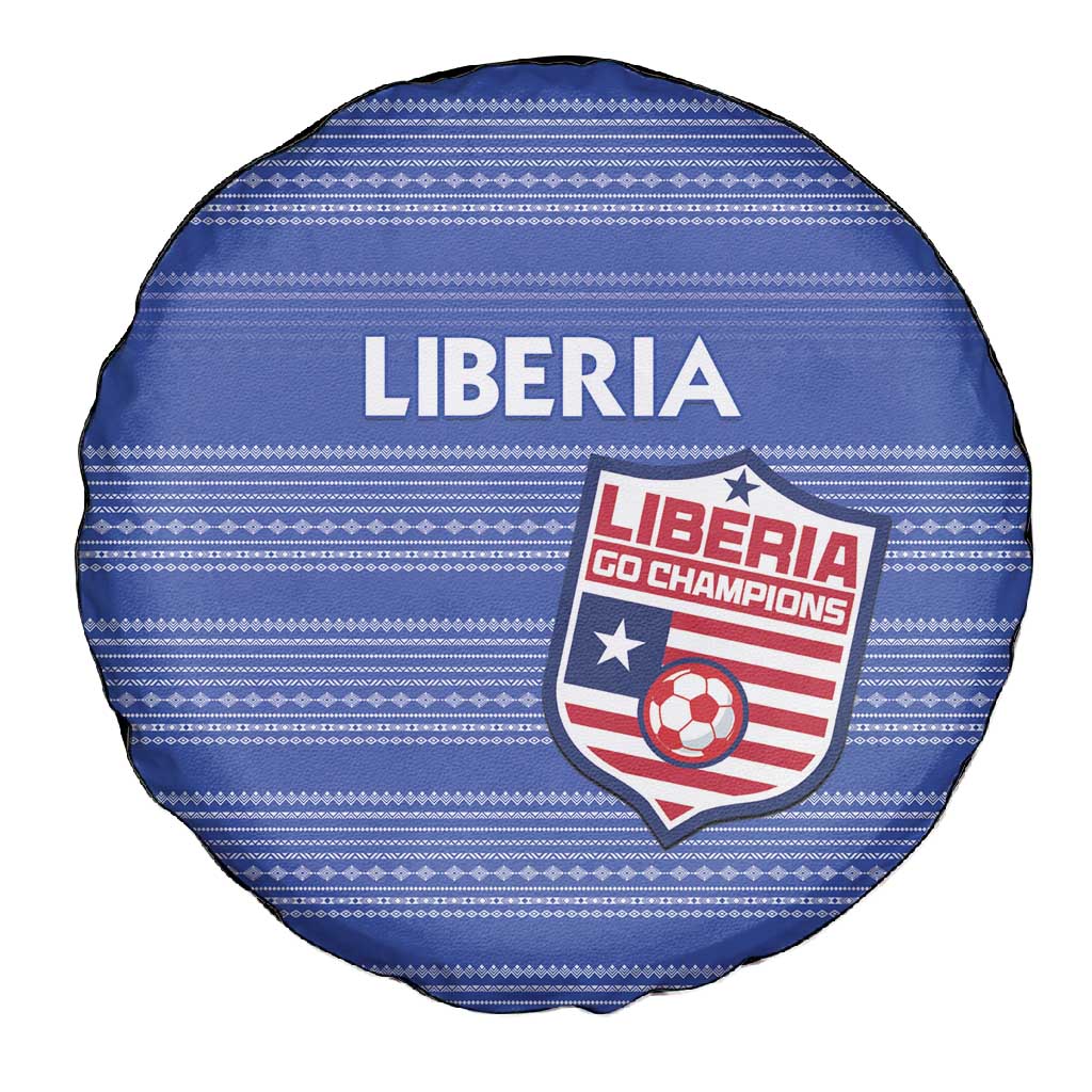 Liberia Football Spare Tire Cover African Tribal Pattern - Blue Jersey - African Pride