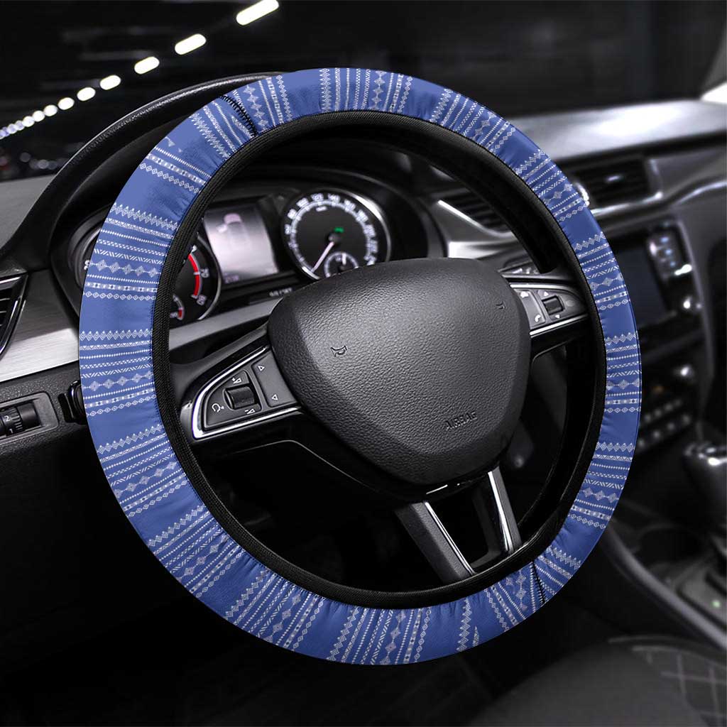 Liberia Football Steering Wheel Cover African Tribal Pattern - Blue Jersey - African Pride