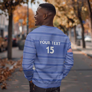 Custom Liberia Football Sweatshirt African Tribal Pattern - Blue Jersey - African Pride