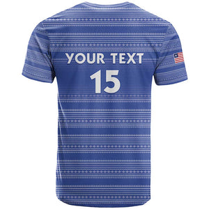 Custom Liberia Football T shirt African Tribal Pattern - Blue Jersey - African Pride