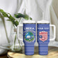 Custom Liberia Football Tumbler With Handle African Tribal Pattern - Blue Jersey - African Pride