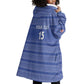 Custom Liberia Football Wearable Blanket Hoodie African Tribal Pattern - Blue Jersey - African Pride