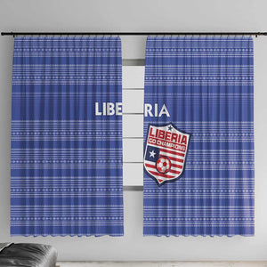 Liberia Football Window Curtain African Tribal Pattern - Blue Jersey - African Pride