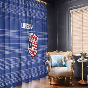 Liberia Football Window Curtain African Tribal Pattern - Blue Jersey - African Pride