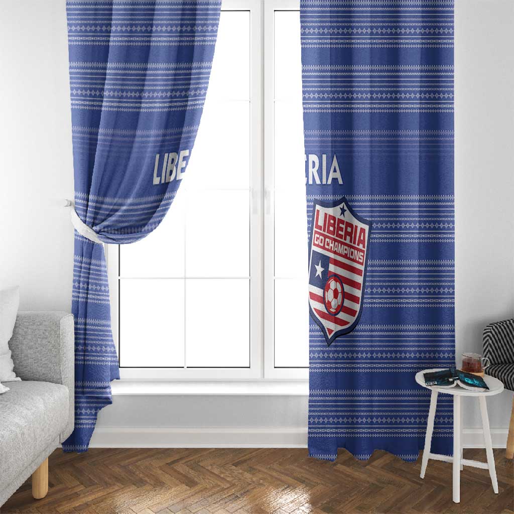 Liberia Football Window Curtain African Tribal Pattern - Blue Jersey - African Pride