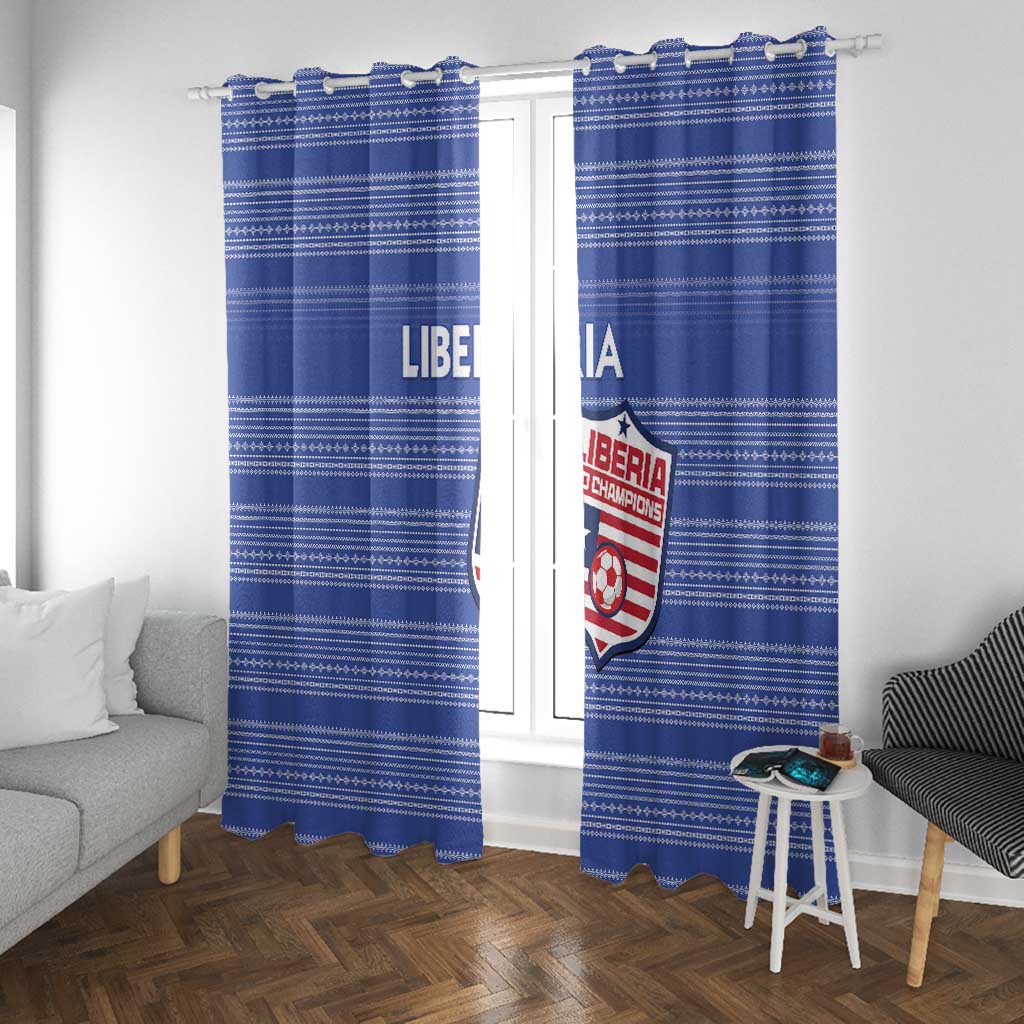 Liberia Football Window Curtain African Tribal Pattern - Blue Jersey - African Pride