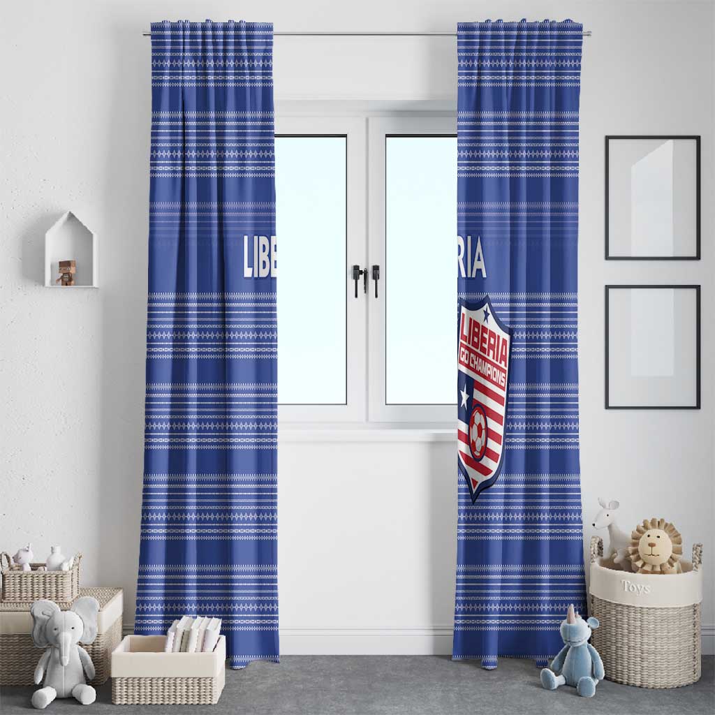 Liberia Football Window Curtain African Tribal Pattern - Blue Jersey - African Pride