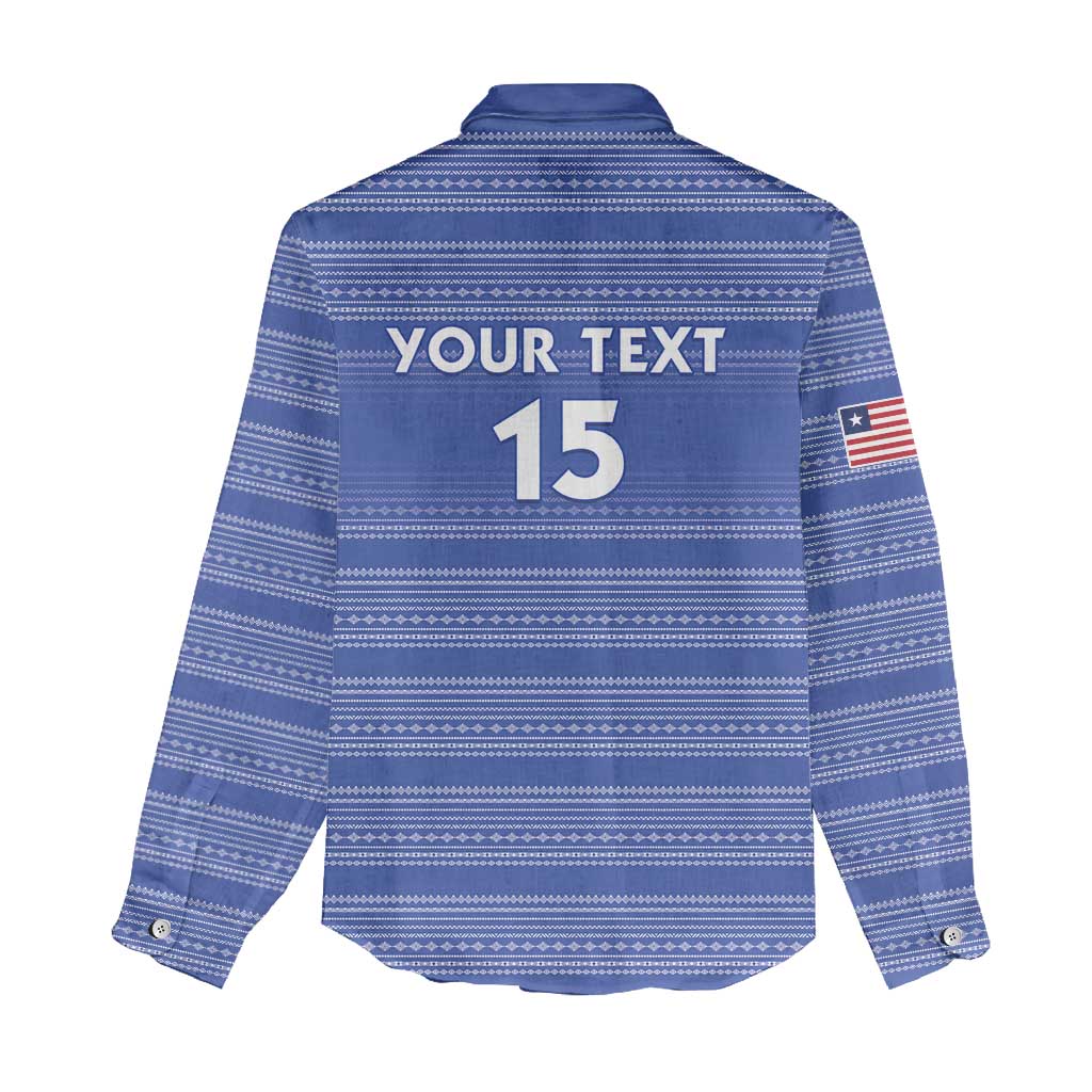 Custom Liberia Football Women Casual Shirt African Tribal Pattern - Blue Jersey - African Pride