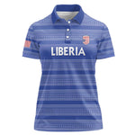 Custom Liberia Football Women Polo Shirt African Tribal Pattern - Blue Jersey - African Pride