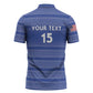 Custom Liberia Football Zipper Polo Shirt Women Blue Jersey