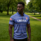 Custom Liberia Football Zipper Polo Shirt Women Blue Jersey