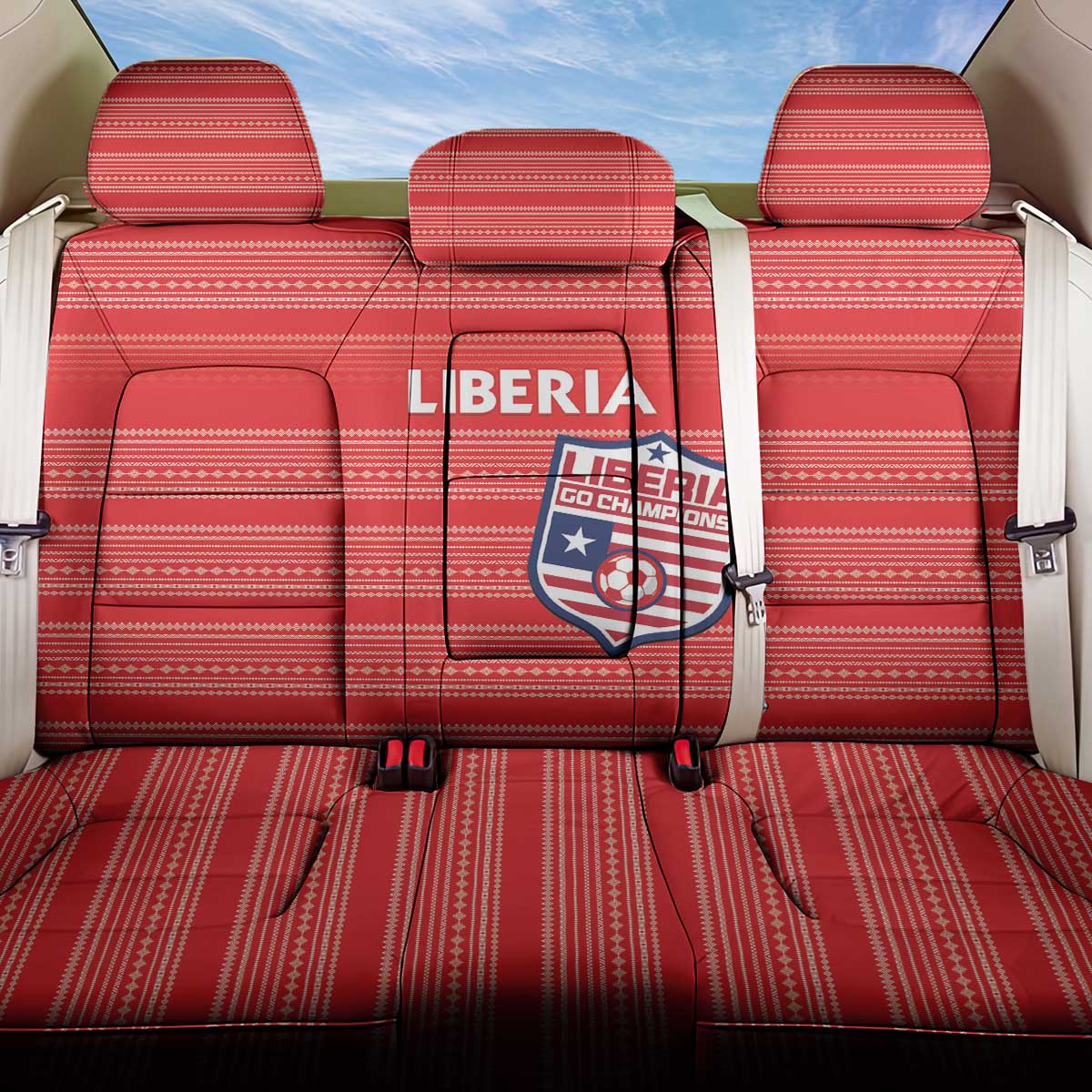 Liberia Football Back Car Seat Cover African Tribal Pattern - Red Jersey - African Pride