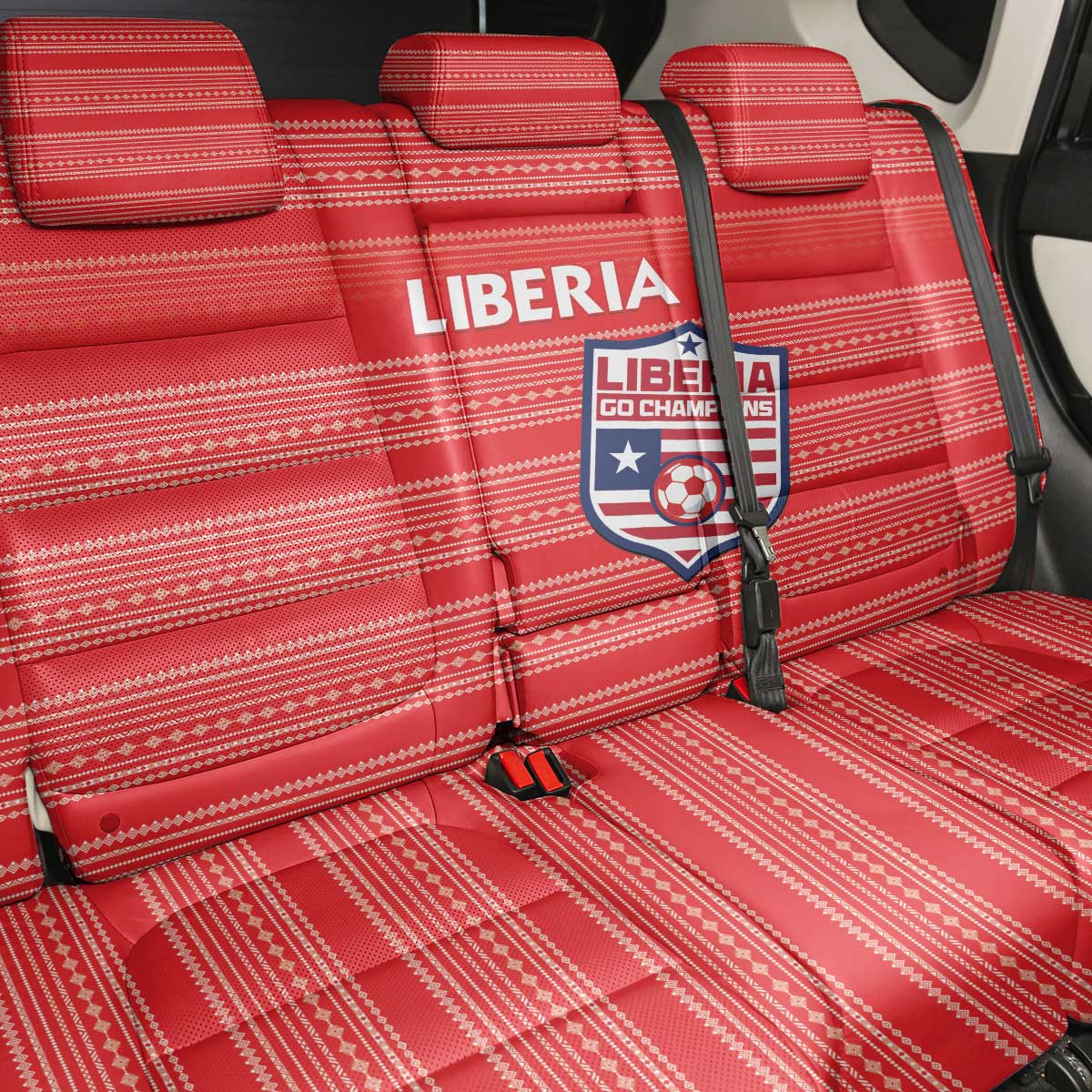 Liberia Football Back Car Seat Cover African Tribal Pattern - Red Jersey - African Pride