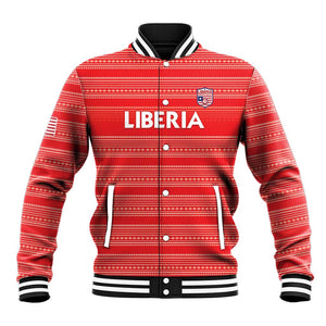 Custom Liberia Football Baseball Jacket African Tribal Pattern - Red Jersey - African Pride