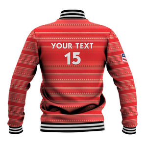 Custom Liberia Football Baseball Jacket African Tribal Pattern - Red Jersey - African Pride